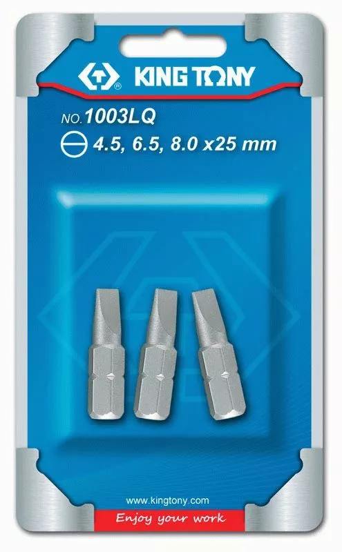 Набор вставок (бит) 1/4", шлицевые, 4,5х0,6, 6,5х1,2, 8,0х1,2, 3 предмета KING TONY 1003LQ