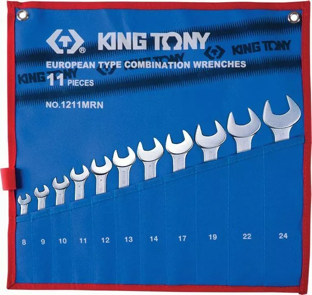 Набор комбинированных ключей, 8-24 мм, чехол из теторона, 11 предметов KING TONY 1211MRN