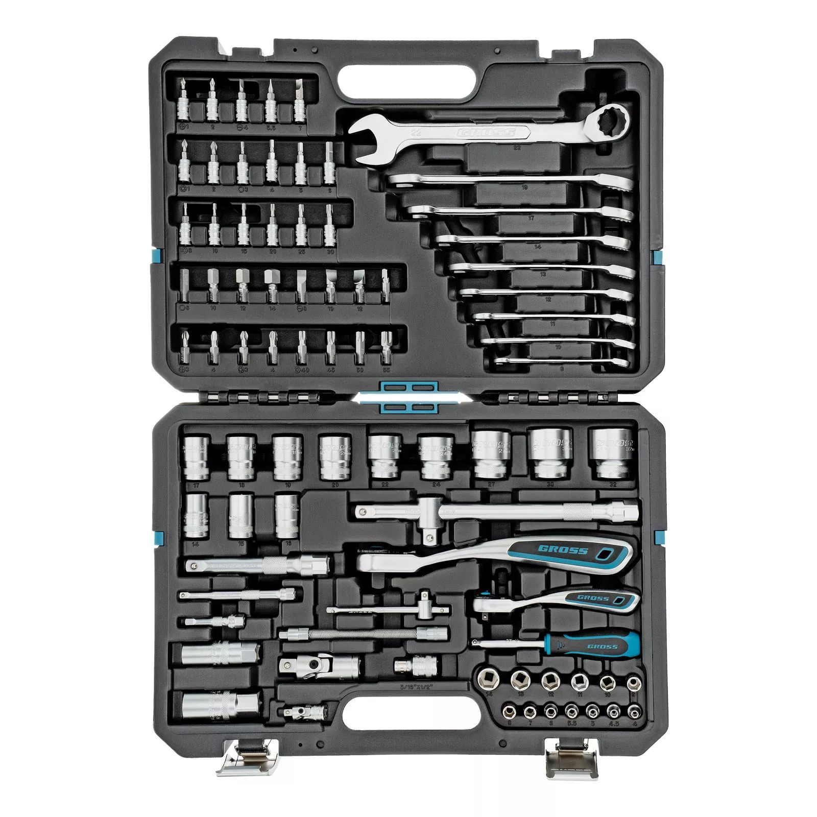 Набор инструментов, 1/4", 1/2", CrV, 120 зубьев, 82 предмета Gross