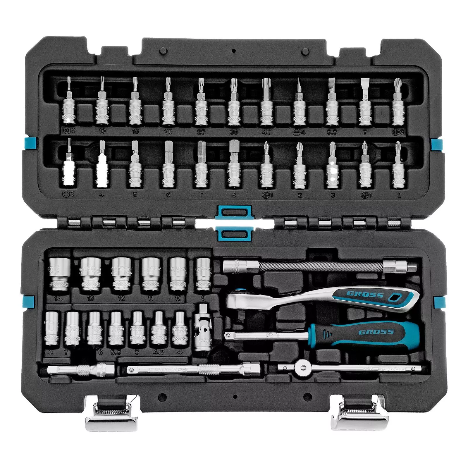 Набор инструментов, 1/4", CrV, 120 зубьев, 42 предмета Gross