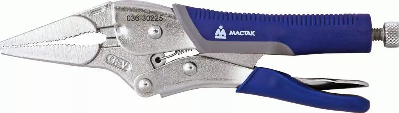Зажим с фиксатором 225 мм, тонконосый МАСТАК 036-30225H