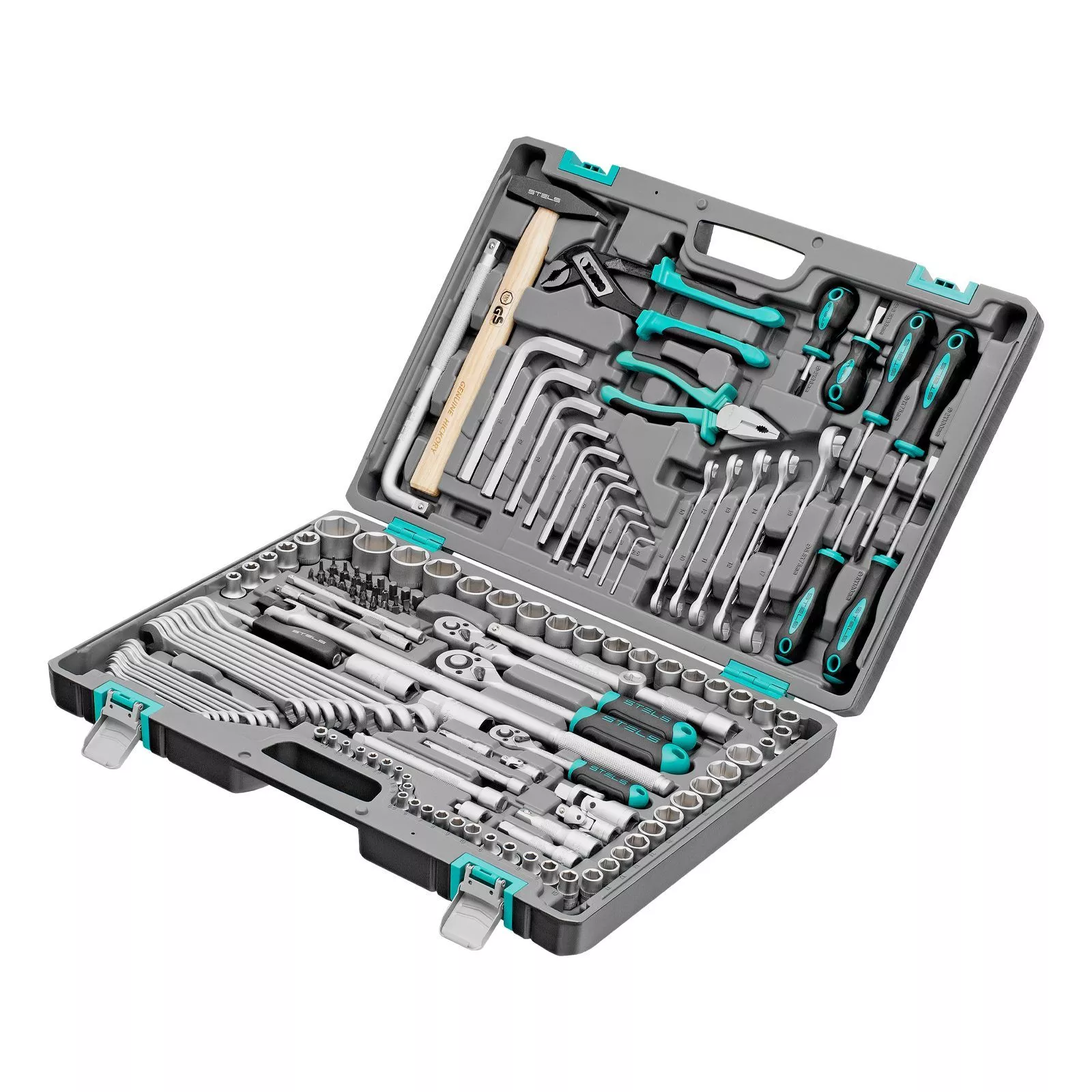 Набор инструментов, 1/2",3/8", 1/4", CrV, пластиковый кейс 142 предмета Stels