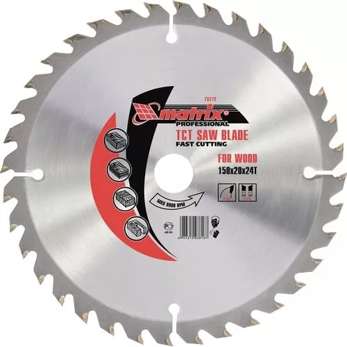 Пильный диск по дереву, 160 х 20 мм, 48 зуба, кольцо 16/20 Matrix Professional
