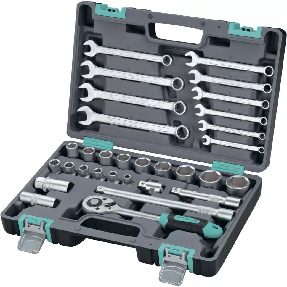 Набор инструментов, 1/2", CrV, пластиковый кейс 31 предмет Stels
