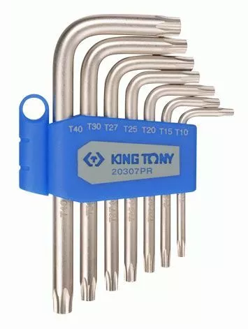 Набор Г-образных Torx, T10-T40, короткие, 7 предметов KING TONY 20307PR