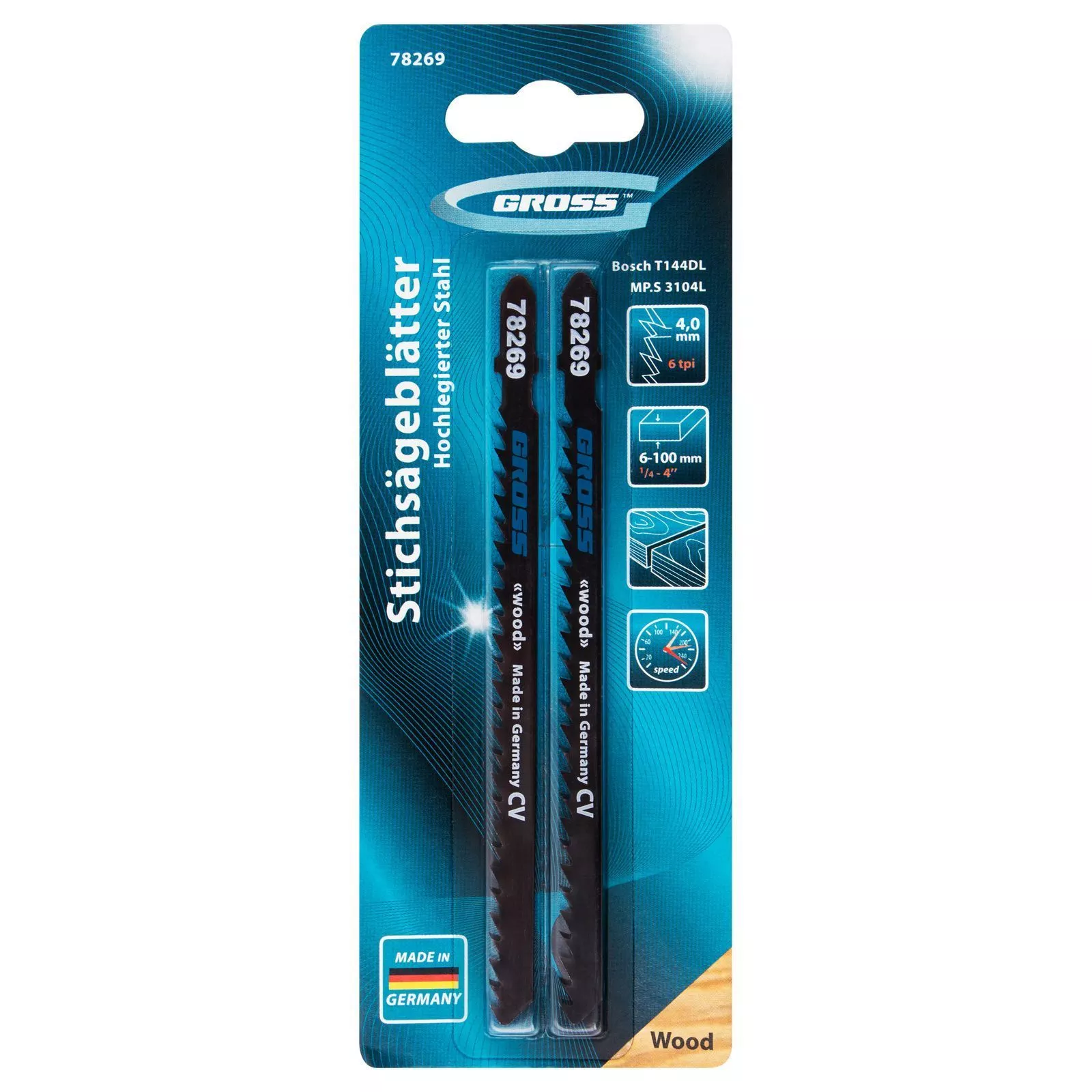 Полотна для электролобзика  по дереву, 2 шт, ( 3104L-T144DL ) Gross