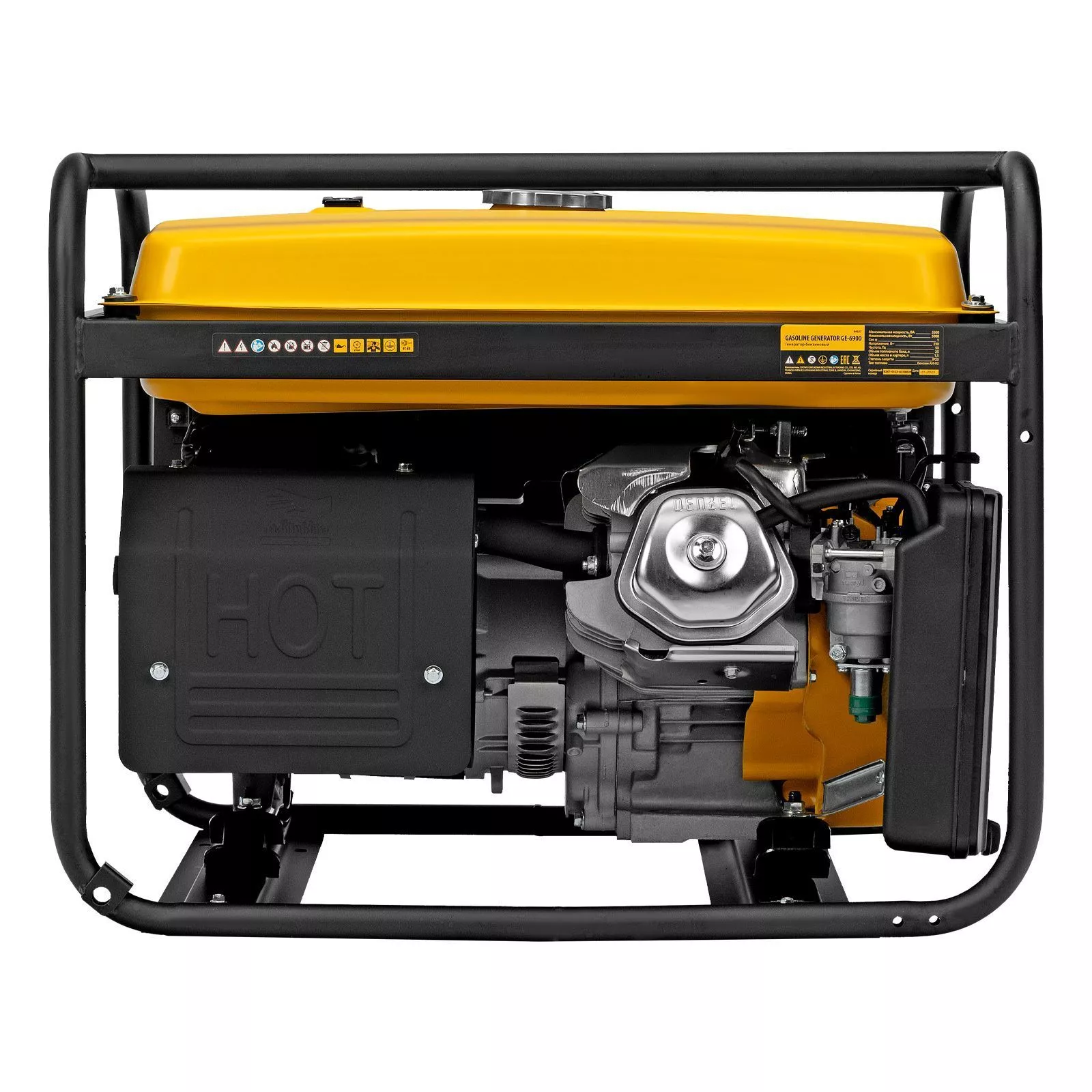 Генератор бензиновый GE 6900, 5.5 кВт, 220 В/50 Гц, 25 л, ручной старт Denzel
