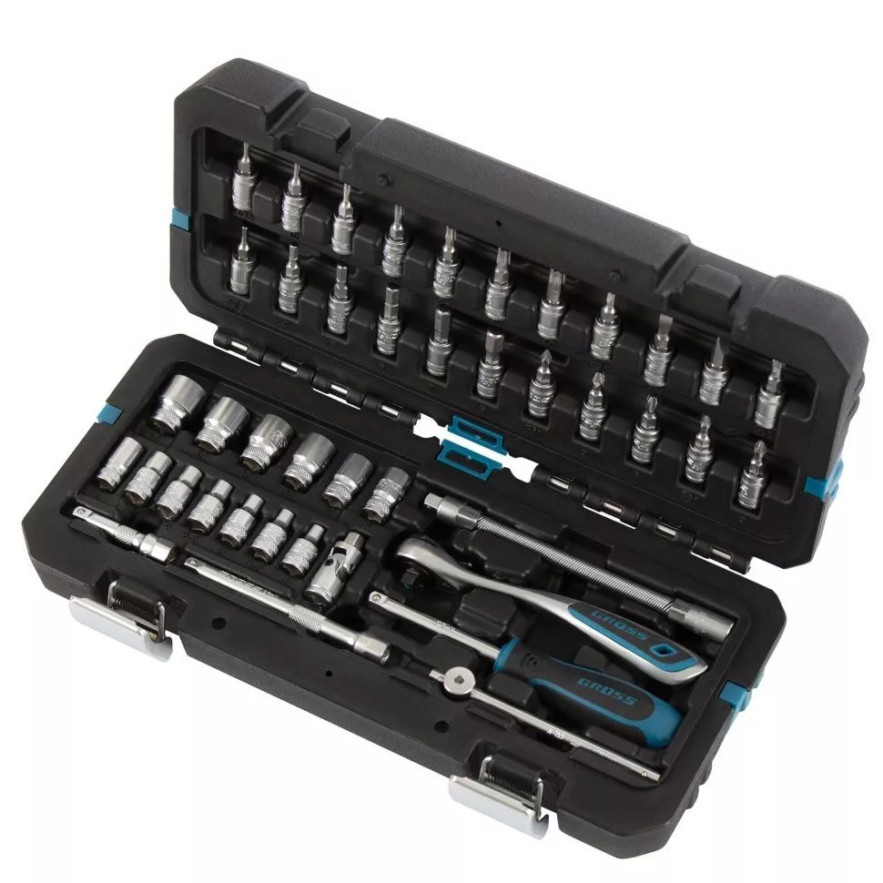 Набор инструментов, 1/4", CrV, 120 зубьев, 42 предмета Gross