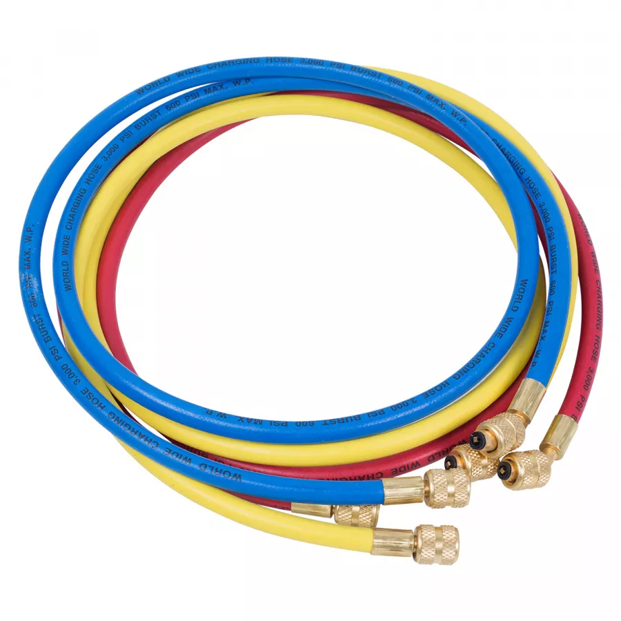 Шланг заправочный для фреона 1/4"SAE х1/4"SAE, 1,5 м МАСТАК 105-61015