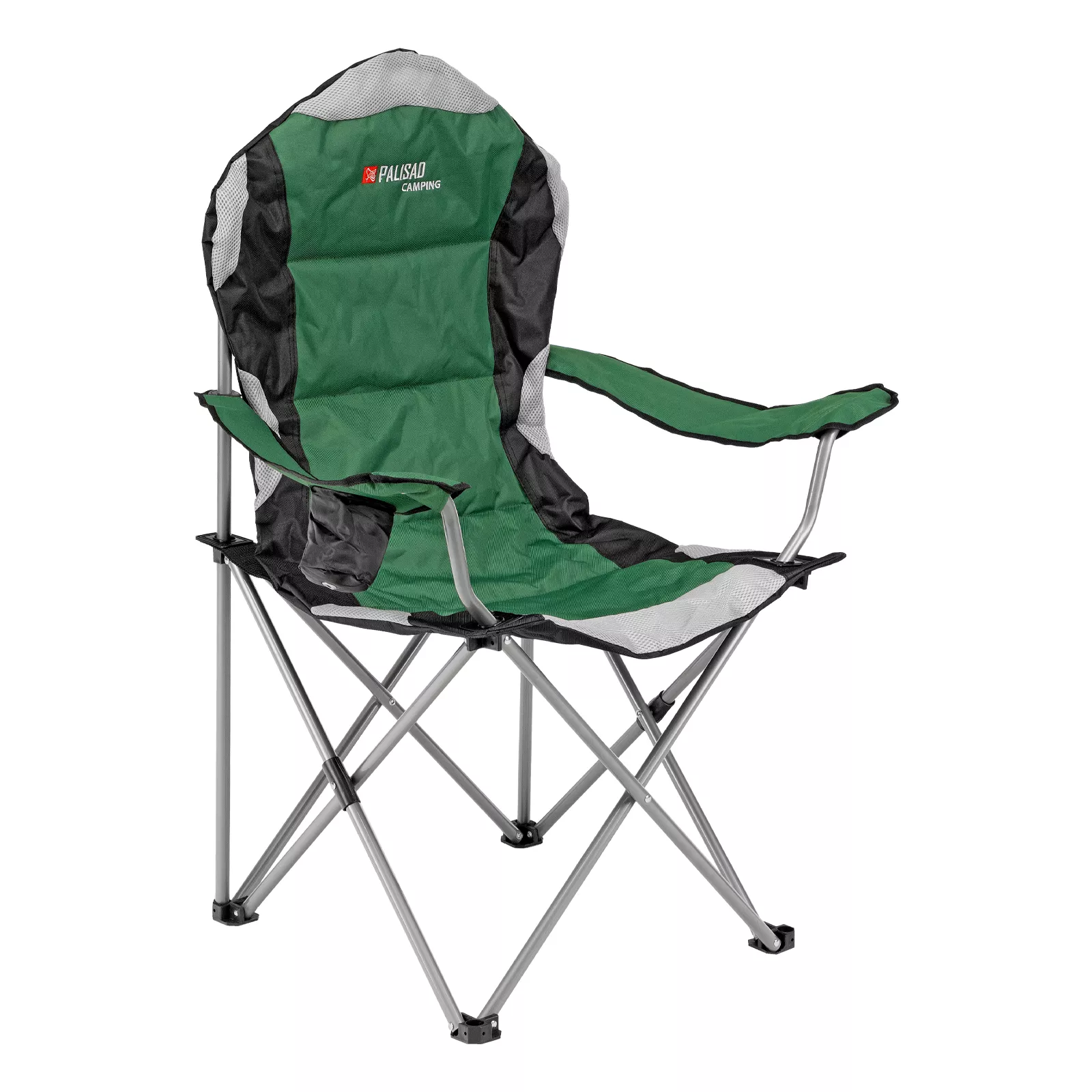 Кресло складное с подлокотниками и подстаканником, 60 х 60 х 110/92 см, Camping Palisad