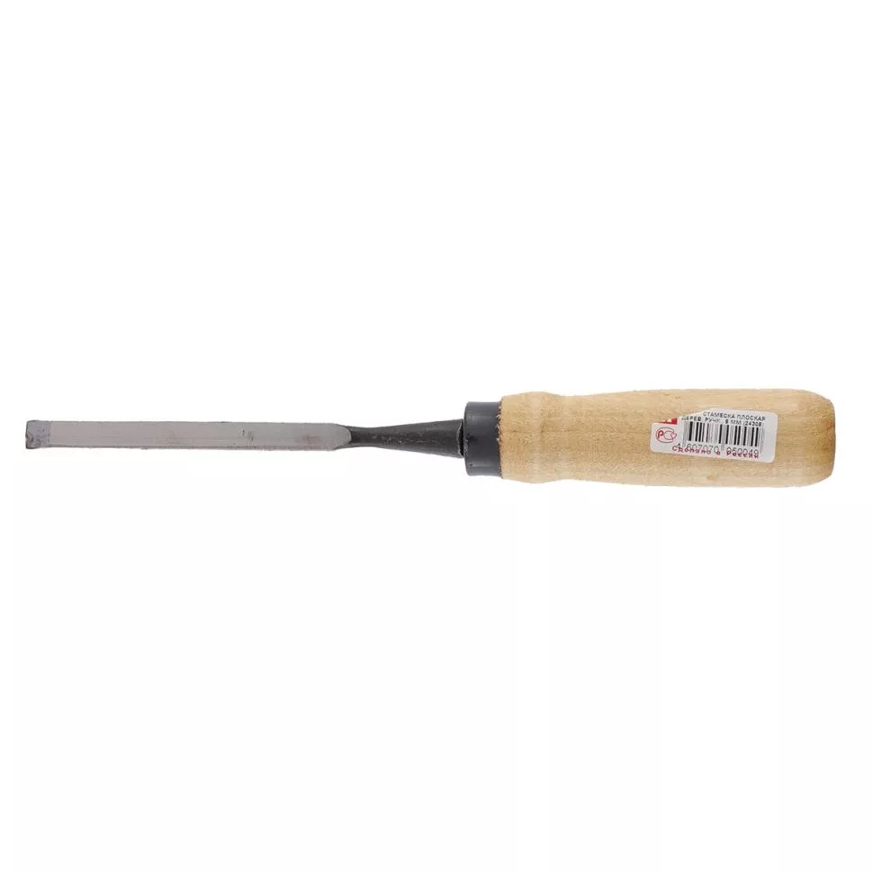Стамеска плоская, 8 мм, деревянная рукоятка "Арефино" Россия