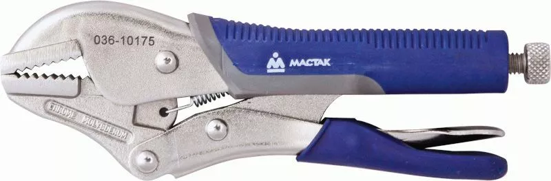 Зажим с фиксатором 175 мм, с прямыми губками МАСТАК 036-10175H