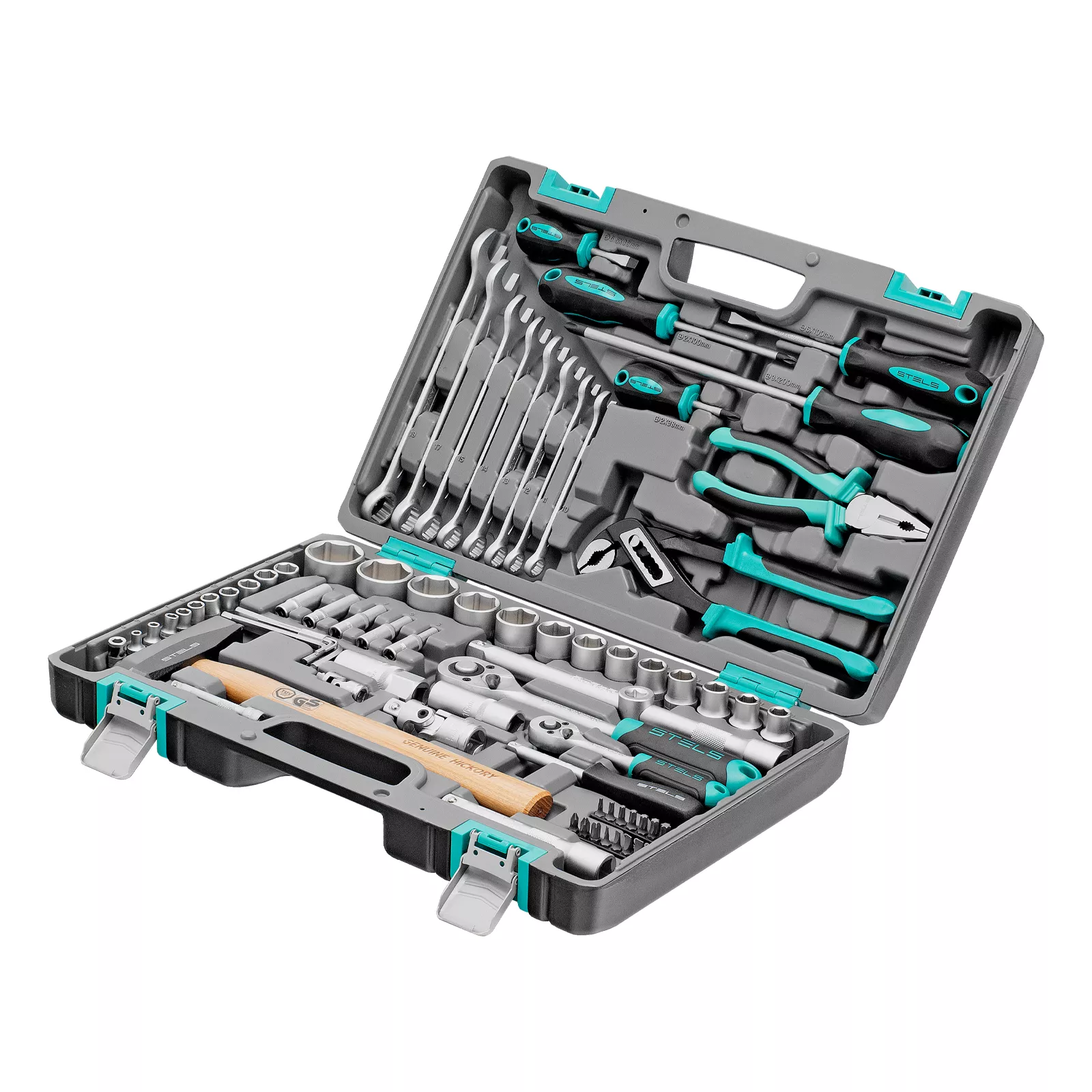 Набор инструментов, 1/2", 1/4", CrV, пластиковый кейс 76 предметов Stels