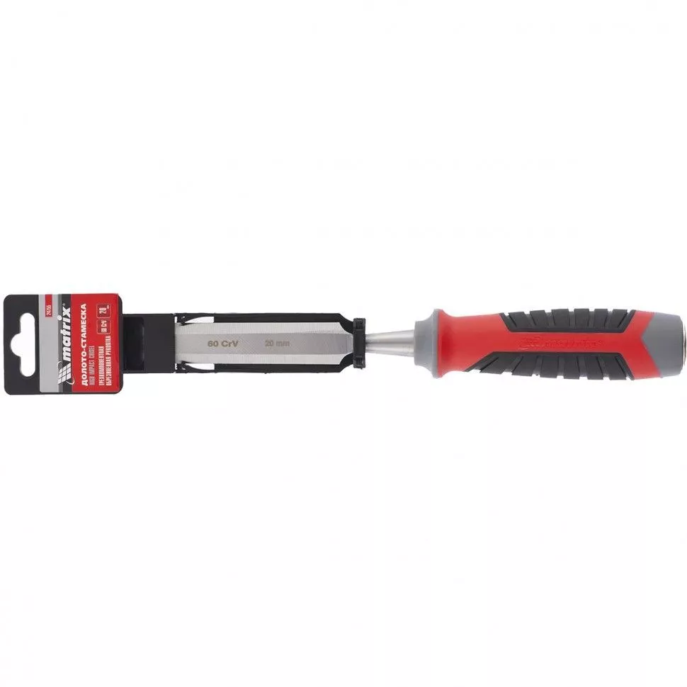 Долото-стамеска, 20 мм, 60 CrV, трехкомпонентная обрезиненная рукоятка Matrix