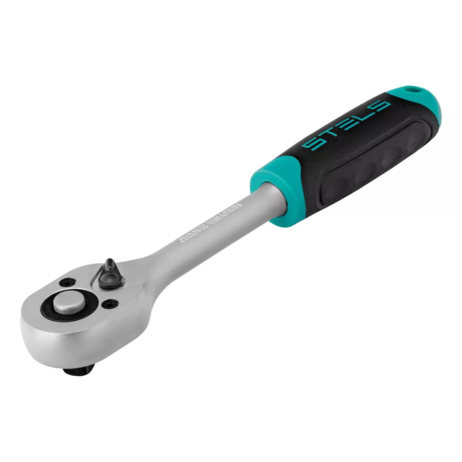 Ключ-трещотка 3/8", CrV, 72 зуба, с быстрым сбросом, матовый хром Stels