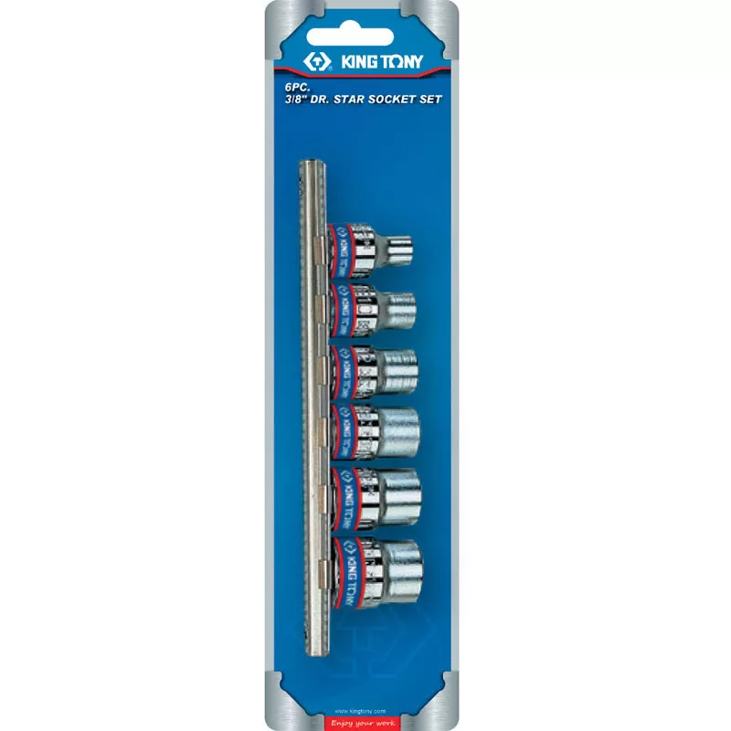 Набор торцевых головок 3/8", TORX Е-стандарт, E8-E18, 6 предметов KING TONY 3106PR