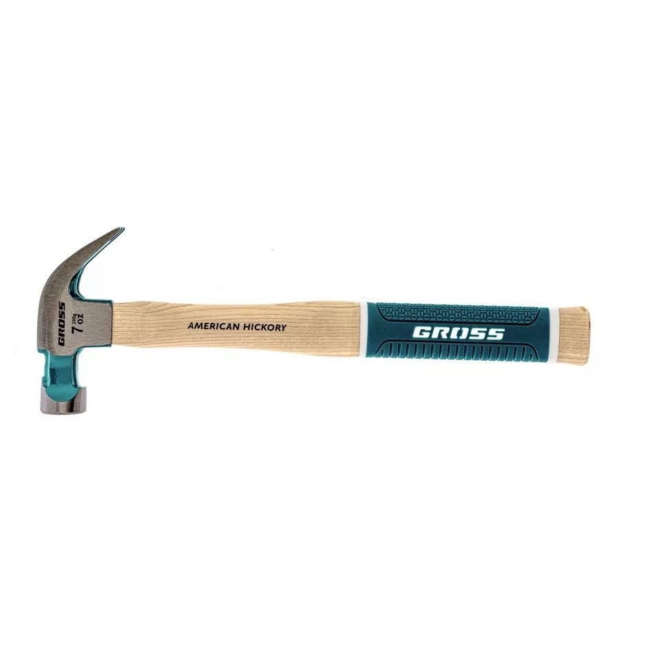 Молоток-гвоздодер, 200 г, угол 45, магнит, обрезиненная рукоятка American hickory GROSS