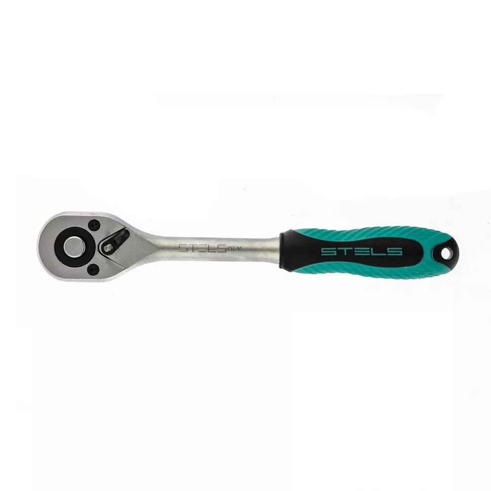 Ключ-трещотка 3/8", CrV, 72 зуба, с быстрым сбросом, матовый хром Stels