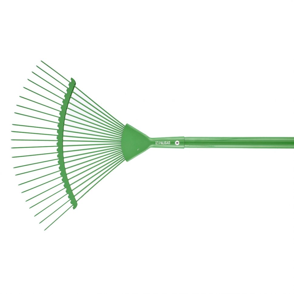 Грабли веерные стальные, 410 х 1500 мм, 22 круглых зуба, эмалированные, стальной черенок, Palisad