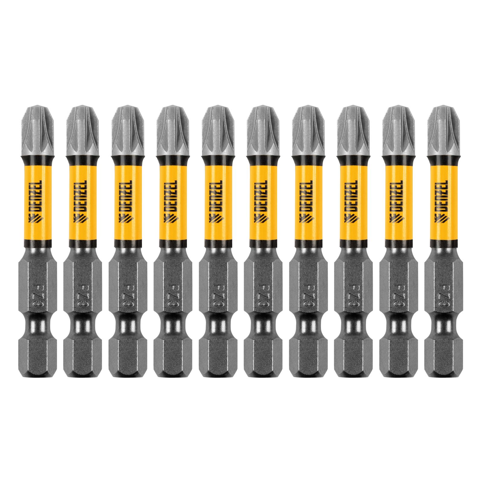 Бита IMPACT, PZ3x50 мм, лазерная обработка шлица, сталь S2, 10 шт., Е 6,3 Denzel