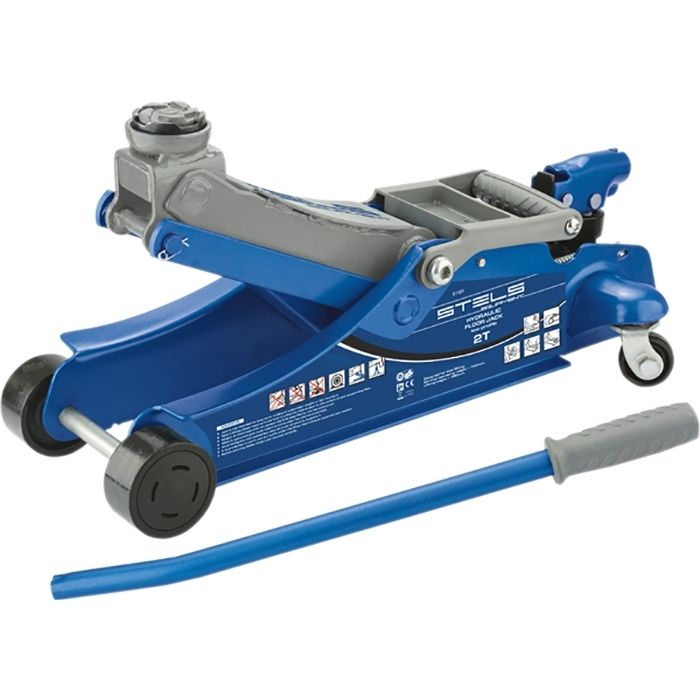Домкрат гидравлический подкатной, поворотная рукоятка, 2 т, Low Profile, 100-350 мм Stels