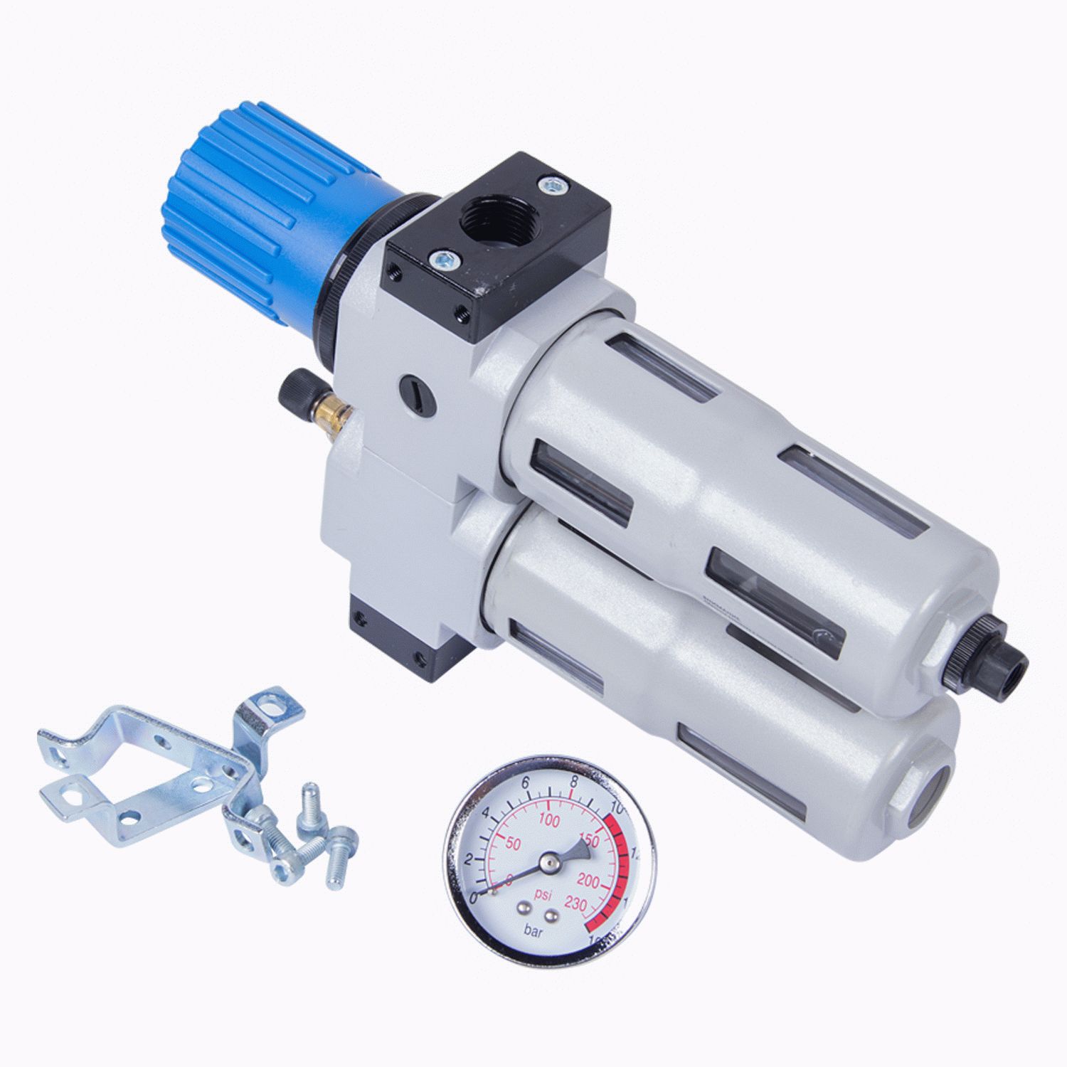 Фильтр влагоотделитель с редуктором и лубрикатор 1/2", с манометром МАСТАК 690-41