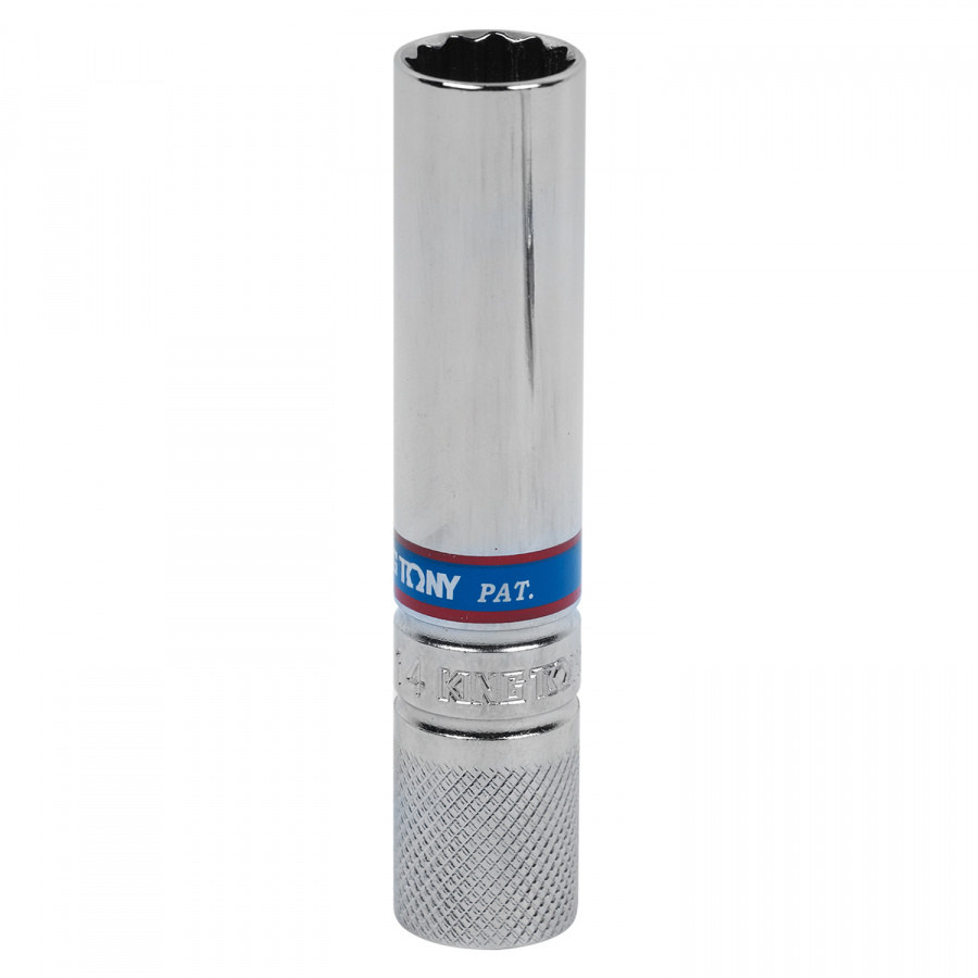 Головка свечная двенадцатигранная 3/8", 14 мм, L = 90 мм, резиновый фиксатор KING TONY 36C014