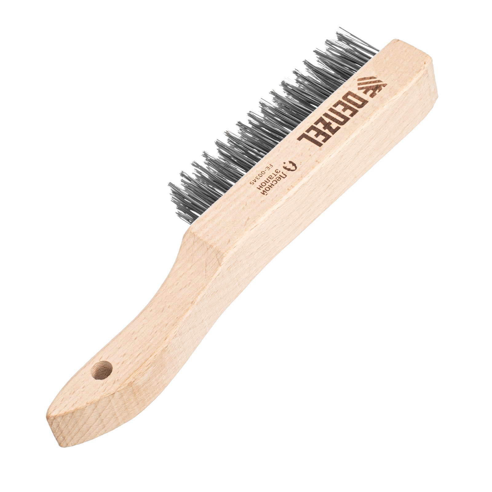 Щетка зачистная 5-и рядная, прямая проволока из нержавеющей стали с деревянной ручкой, EFP// Denzel