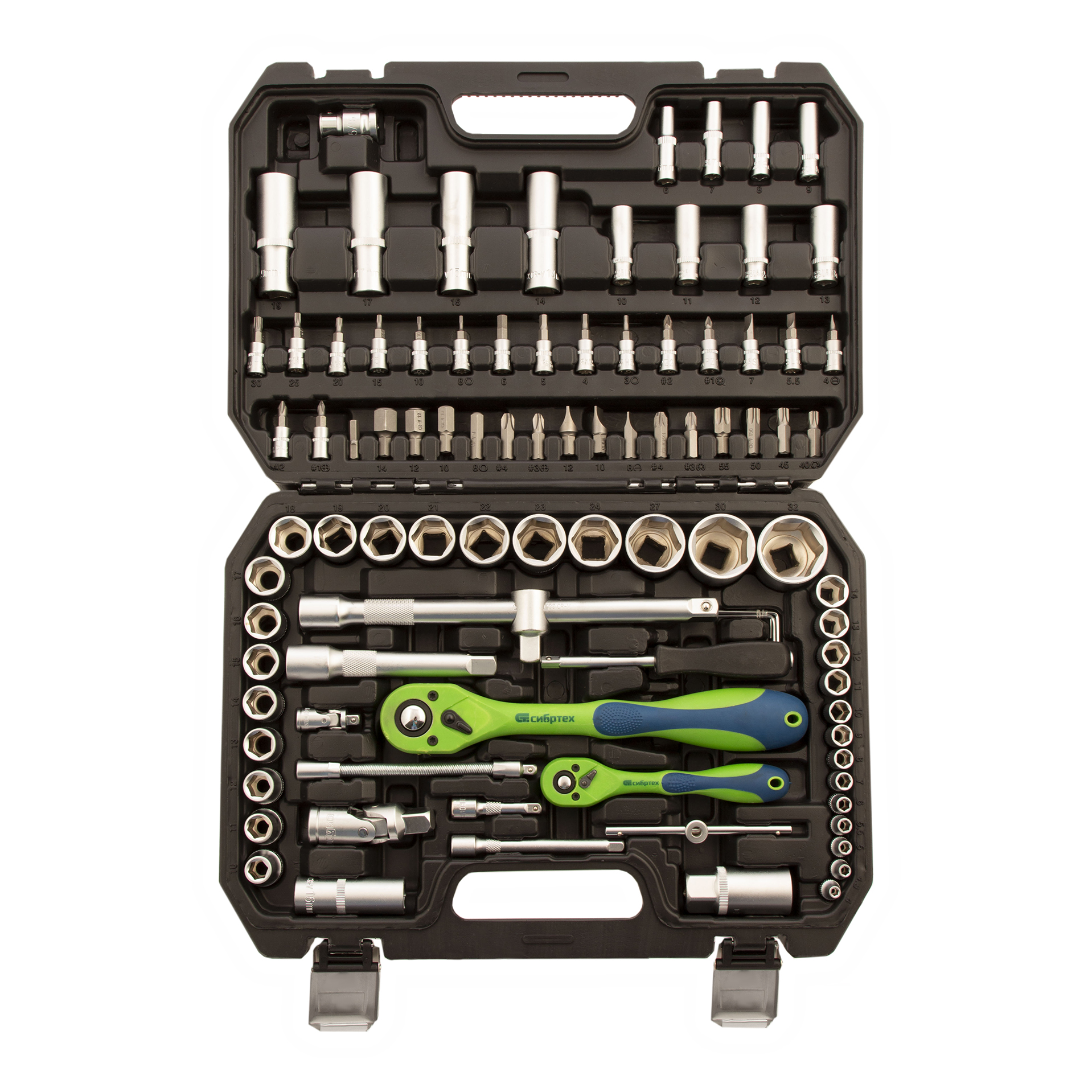 Набор инструментов 94 предмета, CrV, 1/2", 1/4" Сибртех