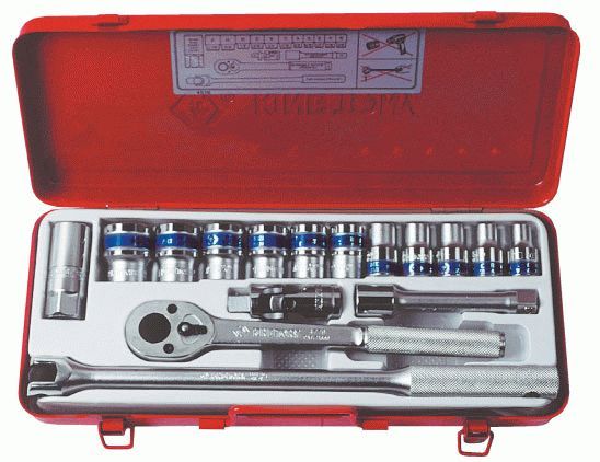 Набор торцевых головок с принадлежностями 1/2", двенадцатигранные, 10-27 мм, 16 предметов KING TONY 4016MR