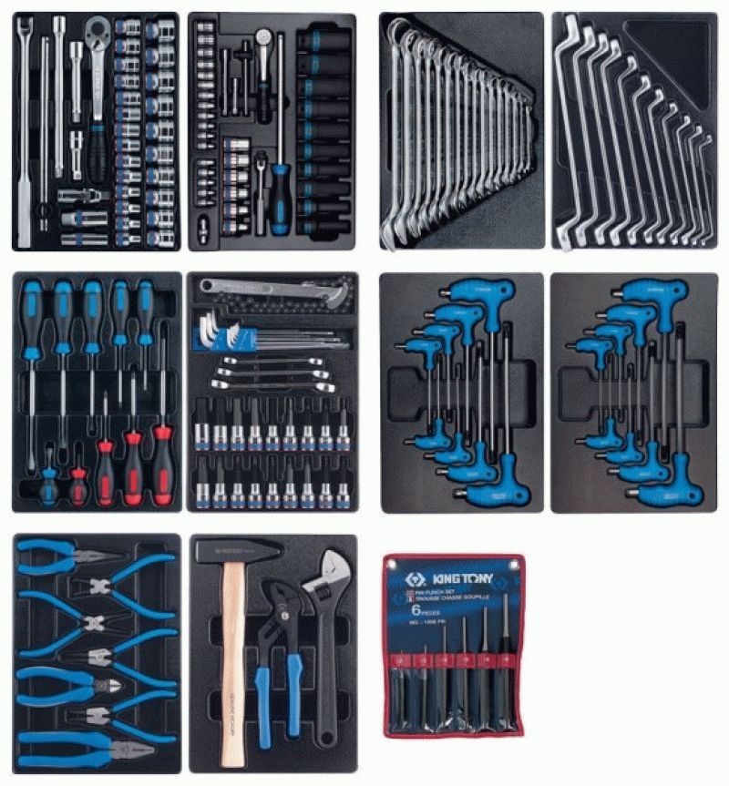 Набор инструментов "UNION" в красной тележке, 173 предмета KING TONY 932-000MR