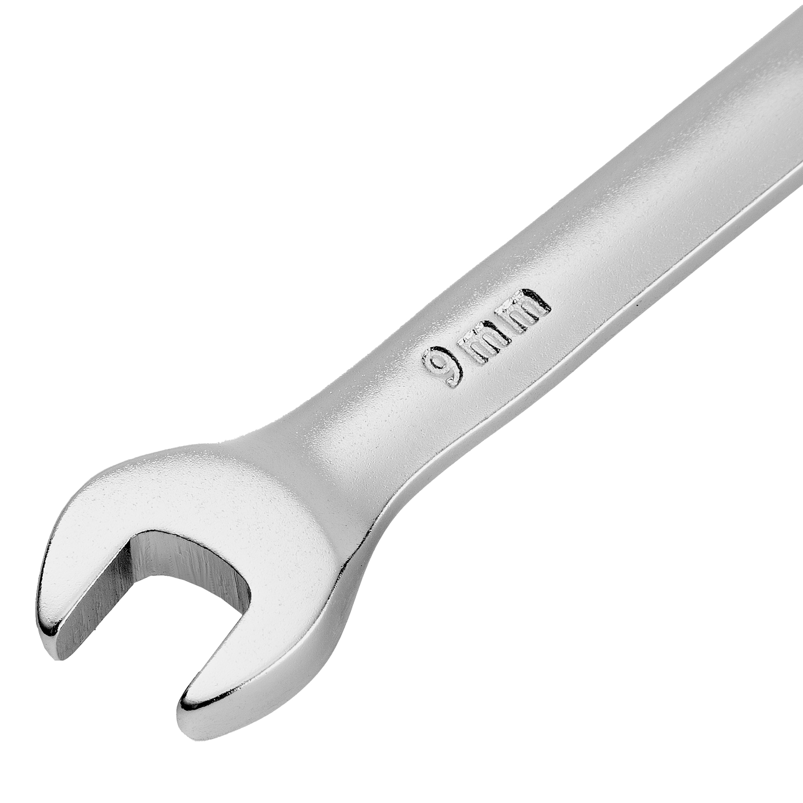 Ключ комбинированный трещоточный, 9 мм, CrV, матовый хром Denzel