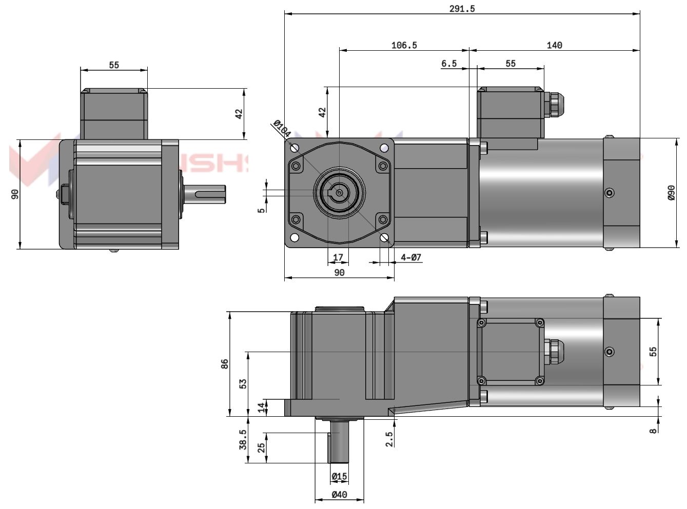 Мотор-редуктор 90YS120WGV22H/L90GF100RT 120 Вт 13 об/мин 220 В