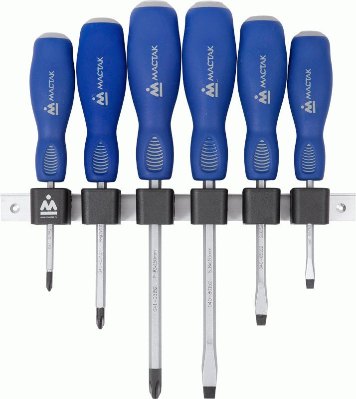 Набор силовых отверток с держателем, 6 предметов МАСТАК 04-6GRB