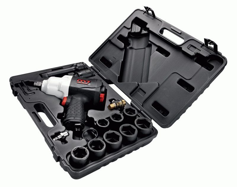 Гайковерт пневматический ударный 3/4'', 1153 Нм, с комплектом головок, 15 предметов MIGHTY SEVEN NC-0615M01