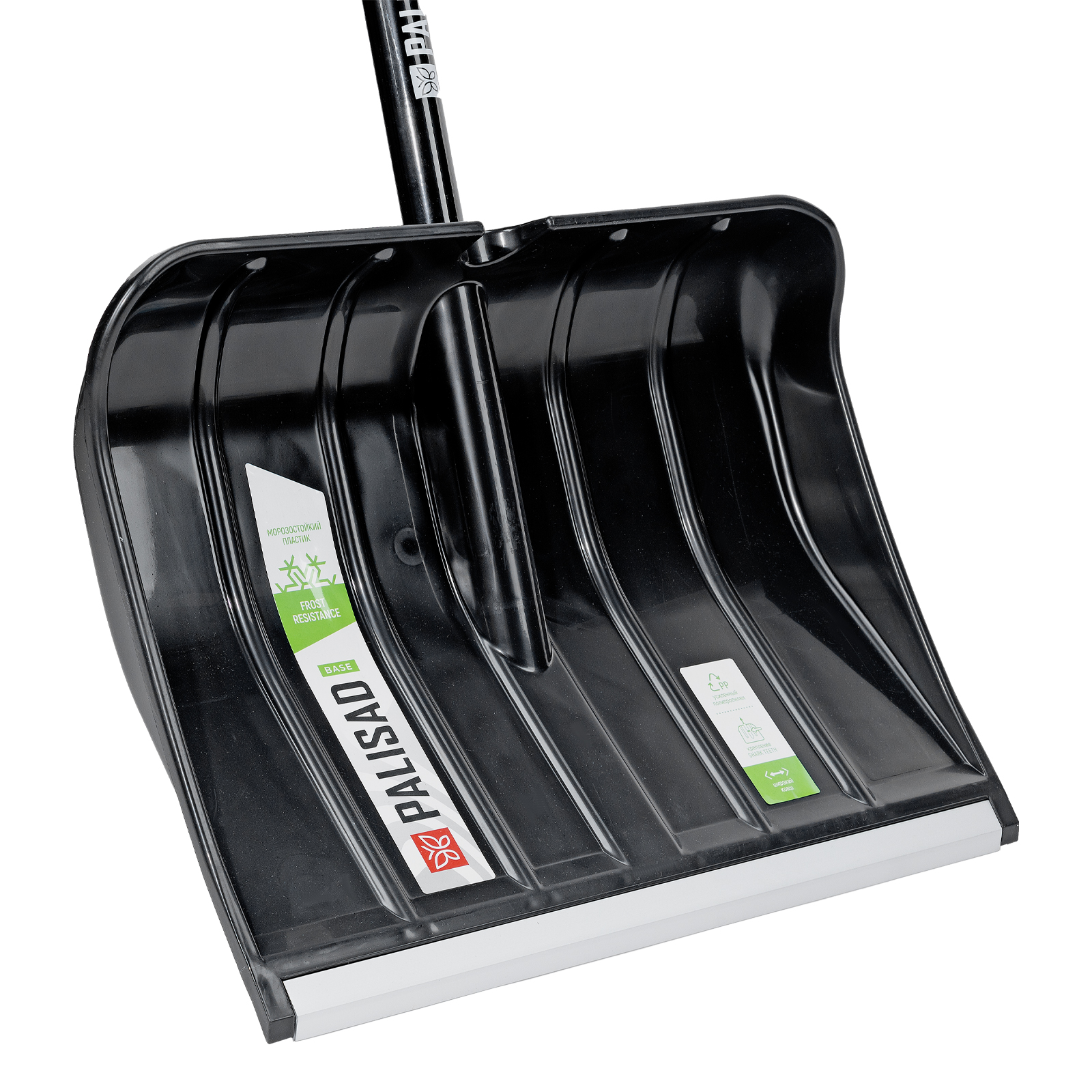Лопата для уборки снега, полипропилен, 455х345х1330 мм, алюминиевый черенок, BASE Palisad