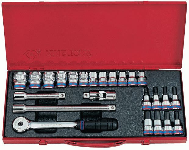Набор торцевых головок с принадлежностями 1/2", шестигранные, 10-32 мм, 24 предмета KING TONY 4322MR