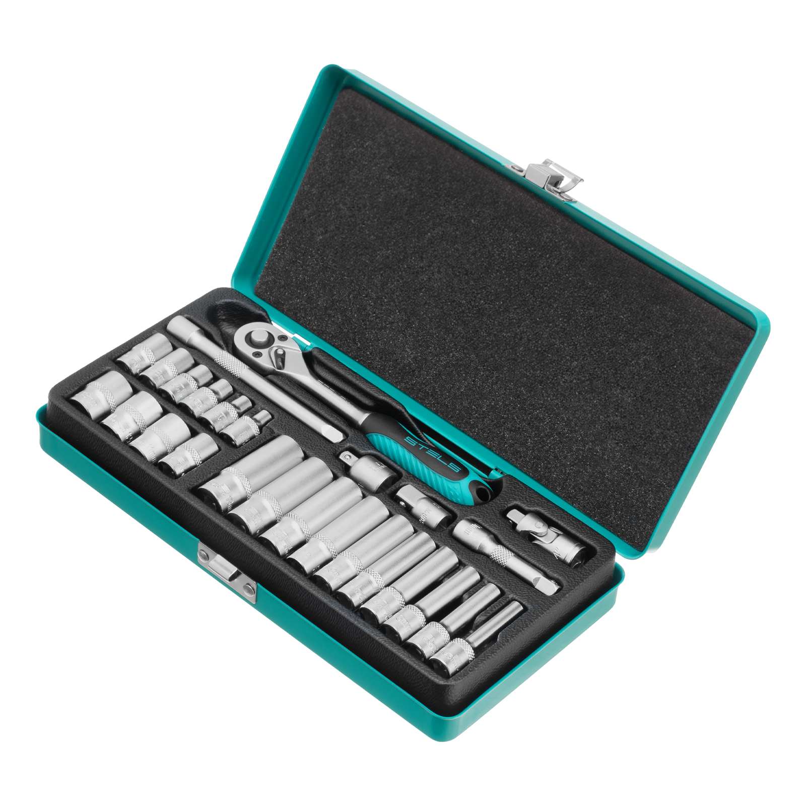 Набор торцевых головок с трещоткой, 1/4", 26 предметов Stels