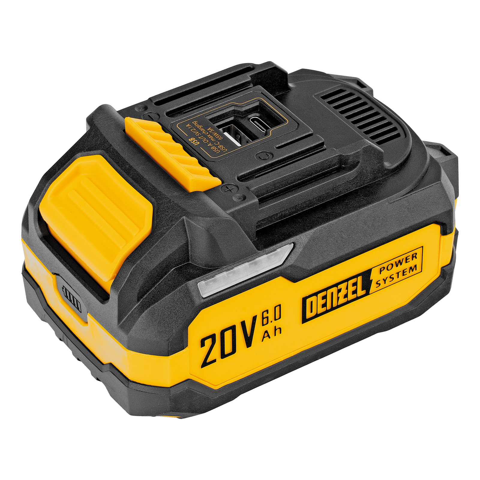 Батарея аккумуляторная BH-20-6.0, Li-Ion, USB, 20 В, 6,0 Ач// Denzel