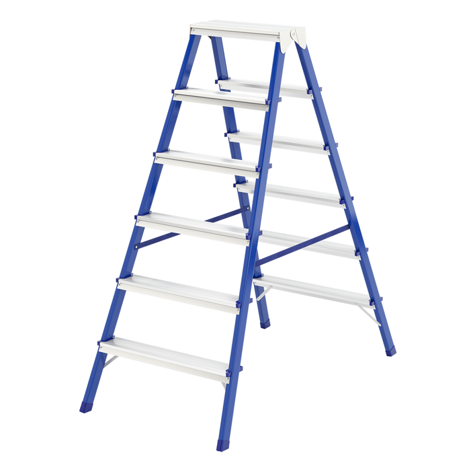 Стремянка двусторонняя 6 ступеней, стальная, Россия, Сибртех