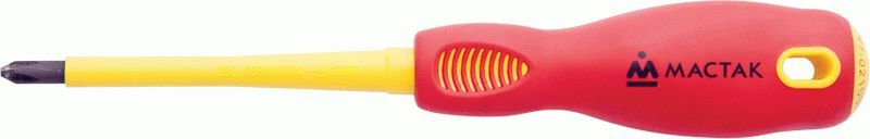 Отвертка крестовая Phillips №1, 80 мм, диэлектрическая, держатель МАСТАК 041-01080EH