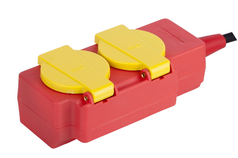 Удлинитель силовой СТРОИТЕЛЬ, 5 м, 3500 Вт, 2 гнезда, с крышками, ПВС 3x1 мм2 СВЕТОЗАР