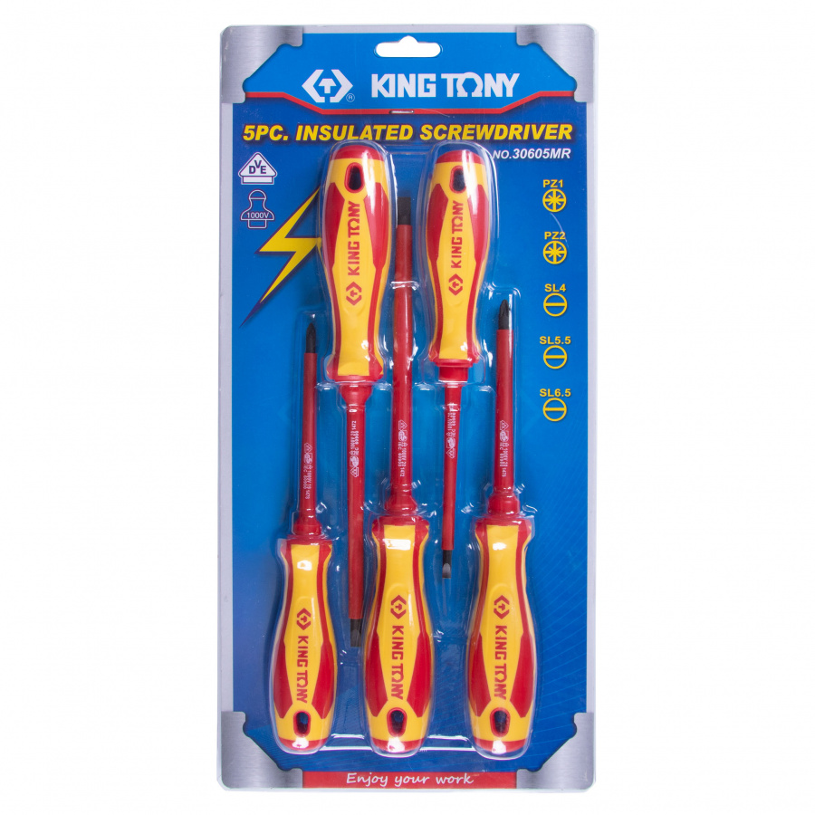 Набор отверток, диэлектрические, 5 предметов KING TONY 30605MR