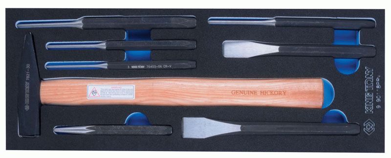 Набор зубил, выколоток, кернеров с молотком, ложемент, 8 предметов KING TONY 9-90118PRV