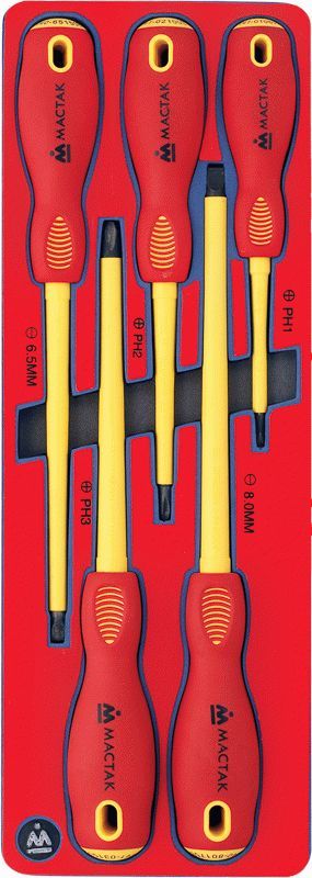 Набор отверток, диэлектрические, ложемент, 5 предметов МАСТАК 5-4005E