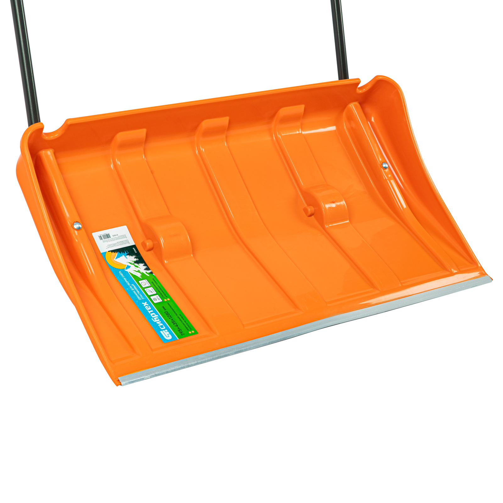 Движок для уборки снега пластиковый, 795х435х1280 мм, стальная рукоятка, усиленный Сибртех