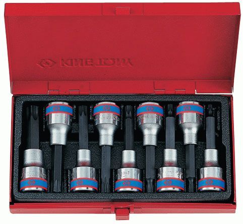 Набор торцевых насадок 1/2", Torx, Т20-Т60 мм, L = 80 мм, 9 предметов KING TONY 4119PR