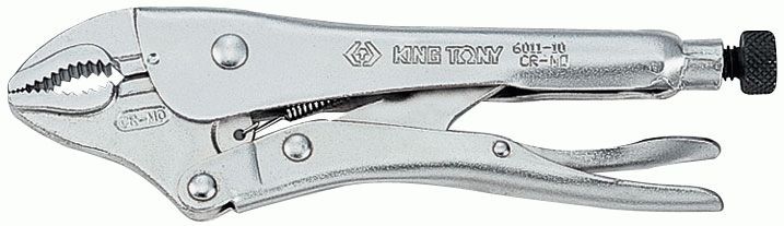 Зажим с фиксатором 254 мм, с закругленными губками KING TONY 6011-10R