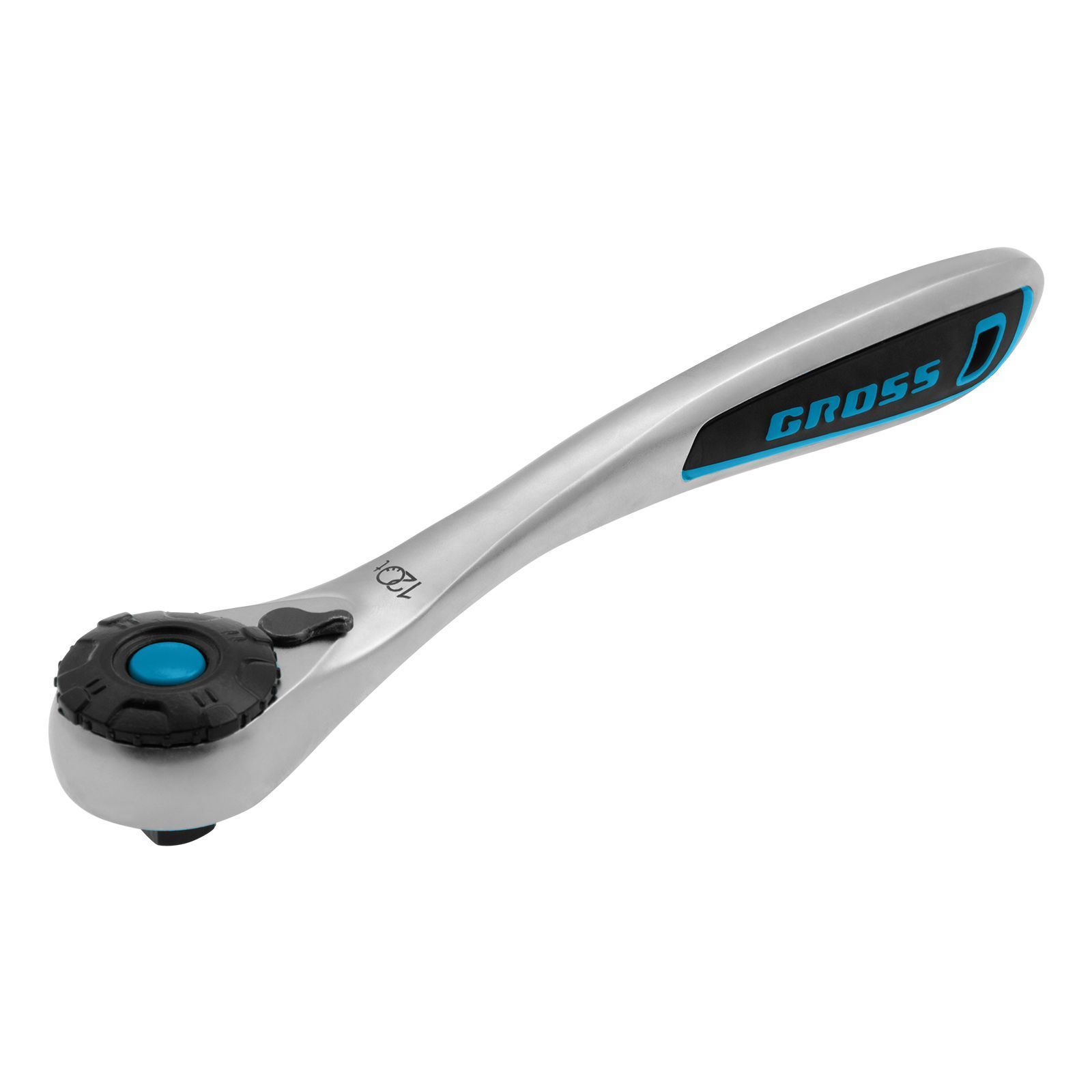 Ключ-трещотка 1/2", CrV, 120 зубьев, с быстрым сбросом, цельнометаллический, хром Gross