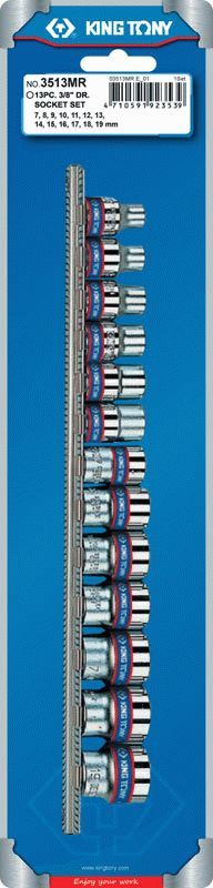 Набор торцевых головок 3/8", шестигранные, 7-19 мм, 13 предметов KING TONY 3513MR